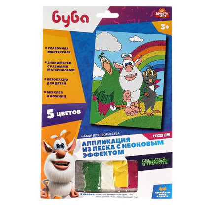 Набор д/детского тв-ва БУБА apppl-ция из песка, фреска неоновая,17*23 см МУЛЬТИ АРТ в кор.48шт