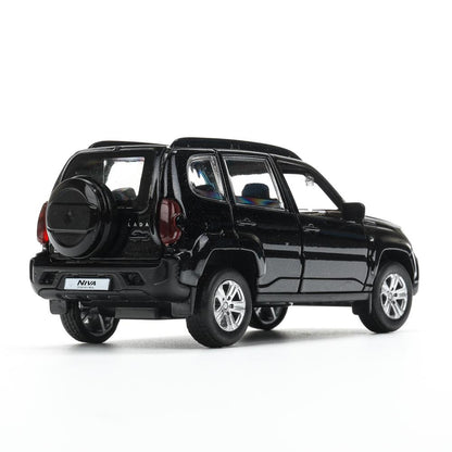 Machine en métal LADA NIVA voyage 12 cm, double, argent, métal noir, cor. Parc technologique dans le cor.2*36шт