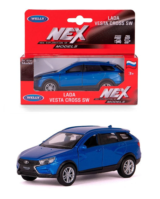 Welly. Машинка 1:38 "LADA Vesta SW Cross" пруж. мех., синий арт.43763W-B