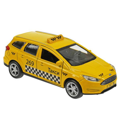Машина металл FORD FOCUS TURNIER ТАКСИ длина 12 см, двер, багаж, инерц, кор. Технопарк в кор.2*36шт