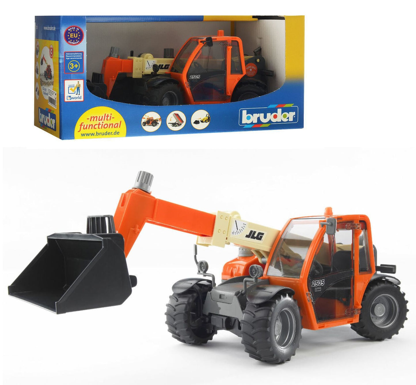 Bruder 02140 "Погрузчик колёсный JLG 2505 Telehandler" avec télescope. ковшом (фикс. цена)