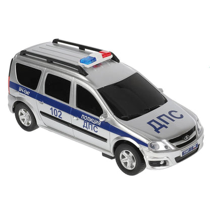 Машина р/у LADA LARGUS ПОЛИЦИЯ 18 см, свет, серебр, кор. Технопарк в кор.2*24шт
