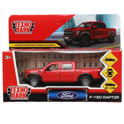F150RAP-12-RD 326431 Машина металл FORD F150 RAPTOR 12 см, двери, багаж, инерц, красный, кор. Техноп