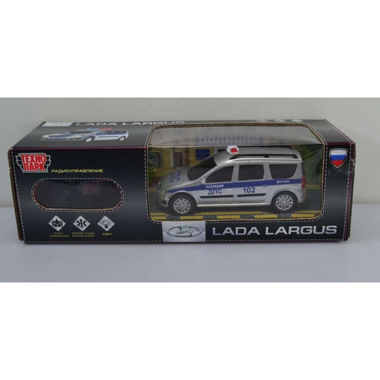Машина р/у LADA LARGUS ПОЛИЦИЯ 18 см, свет, серебр, кор. Технопарк в кор.2*24шт