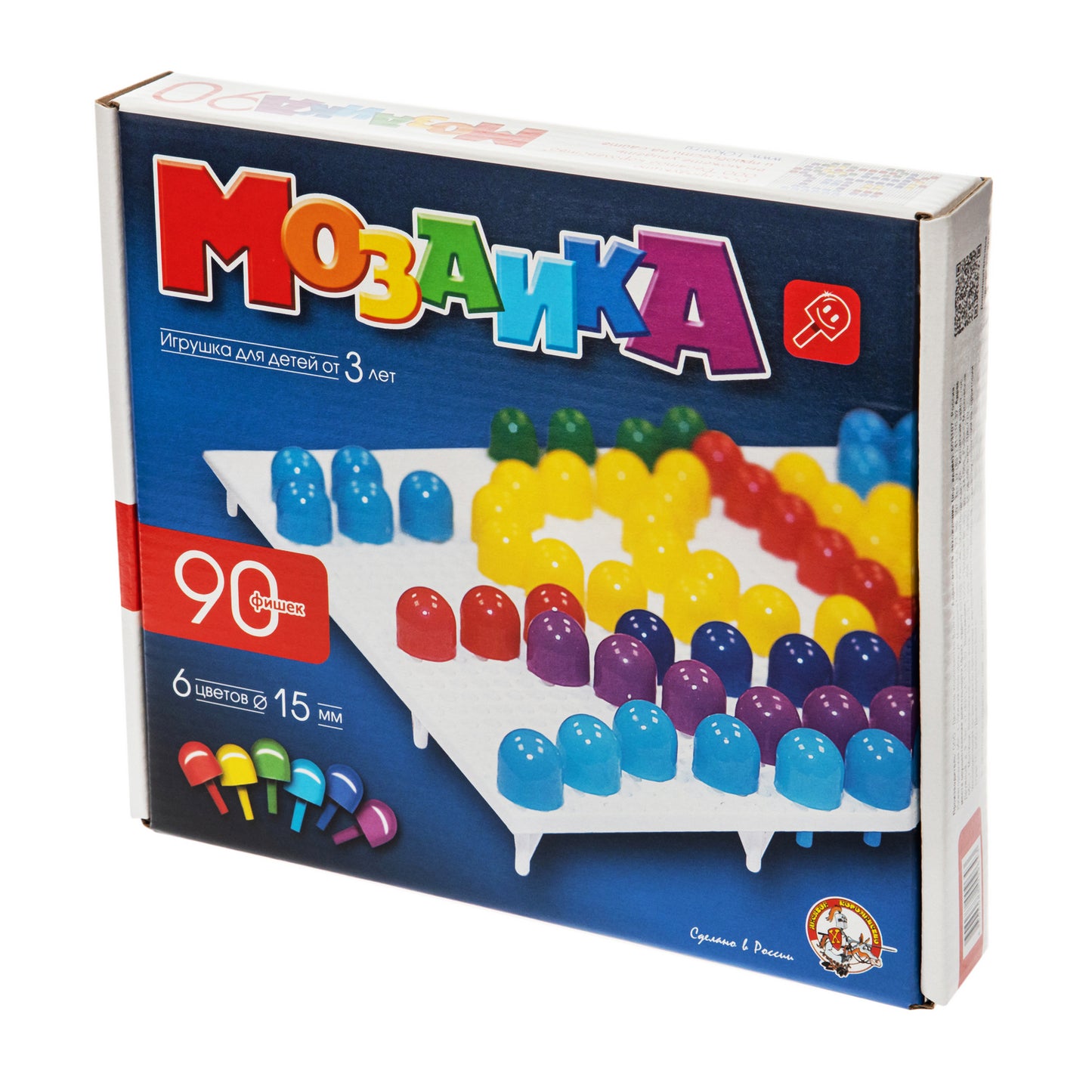 Мозаика. 90 фишек, 6 цветов, 15 мм