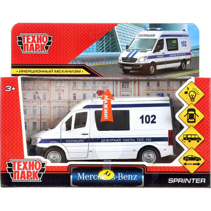 Machine à laver le matériel MERCEDES-BENZ SPRINTER ПОЛИЦИЯ, 14 cm, noir, double, dans, parc technologique dans la couleur 2*32 pouces