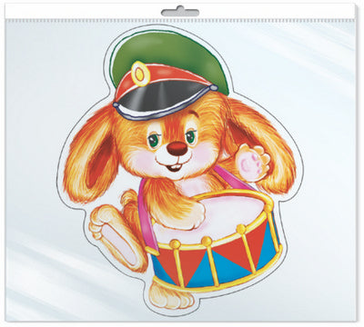 *ФМ-10337 ПЛАКАТ ВЫРУБНОЙ А4 В ПАКЕТЕ. Заяц-барабанщик (с блестками в индивидивидуальной упаковке с европодвесом и клеевым клапаном)