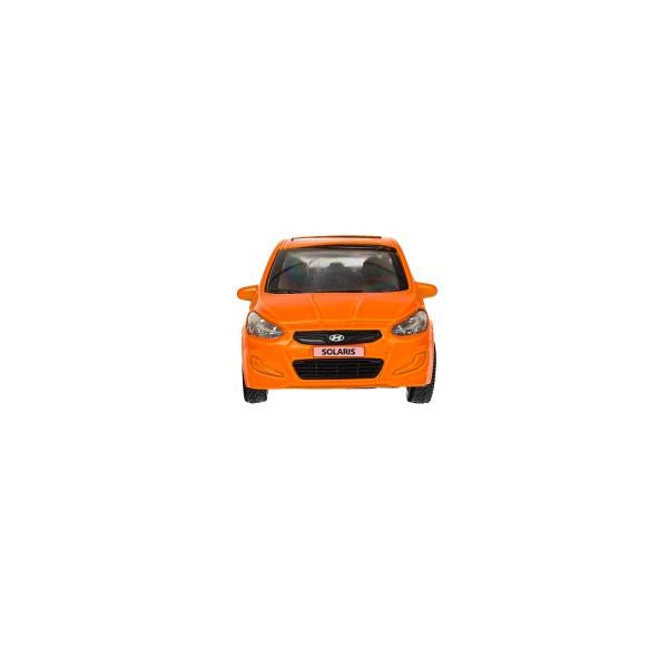 Машина металл HYUNDAI SOLARIS, 12 см, двери, багажн, инерц, оранжевый, кор. Технопарк в кор.2*36шт