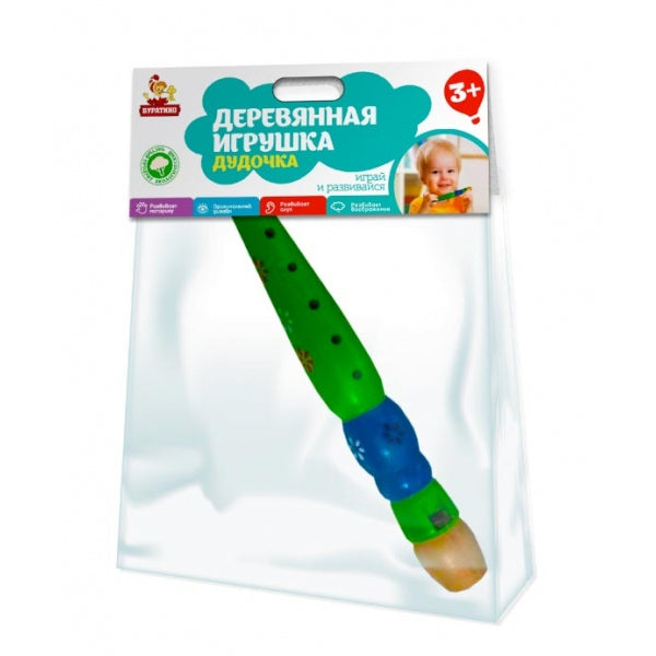 Игрушка деревянная дудочка 20 см Буратино в кор.400шт
