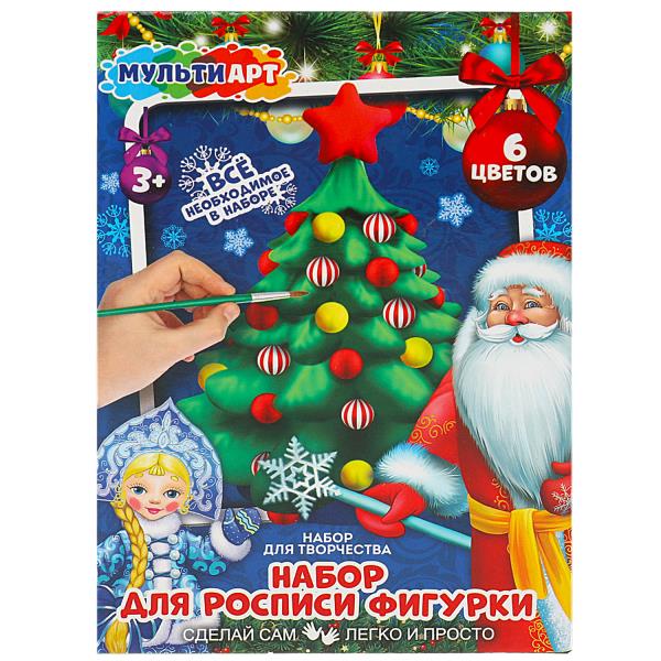 Набор д/дет тв-ва фигурка для росписи (краски, кисточка) елочка MultiArt в кор.24шт