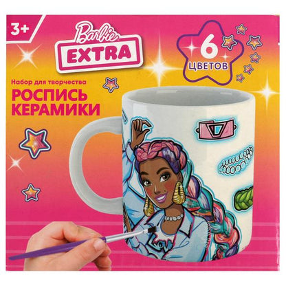 Набор д/дет тв-ва Барби кружка для росписи (краски, кисточка) МУЛЬТИ АРТ в кор.24шт