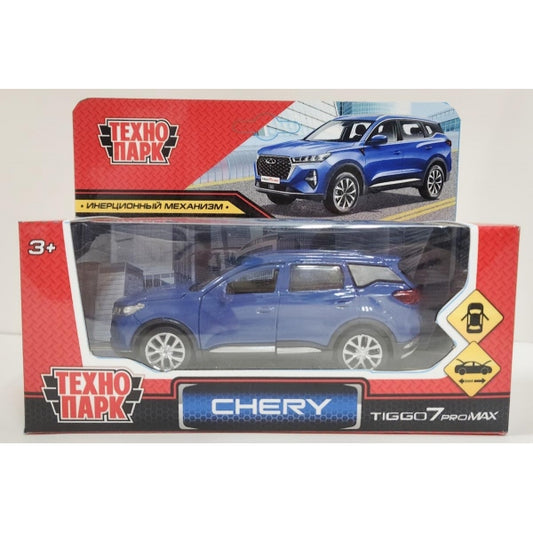 Машина металл chery tiggo 7 pro max 12см, двери, кап, баг, инер, синий, кор. Технопарк в кор.2*36шт