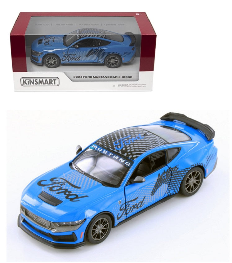Kinsmart. Modèle art.KT5455WF/4 "Ford Mustang Dark Horse 2024" 1:38 (синяя) avec risque, инерц.