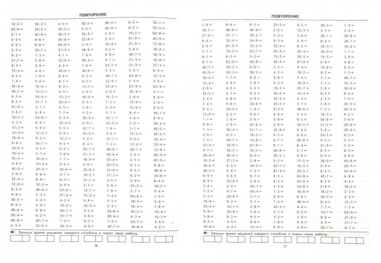 Тренир. прим. Математика 2-3кл Табл. умн.и деление