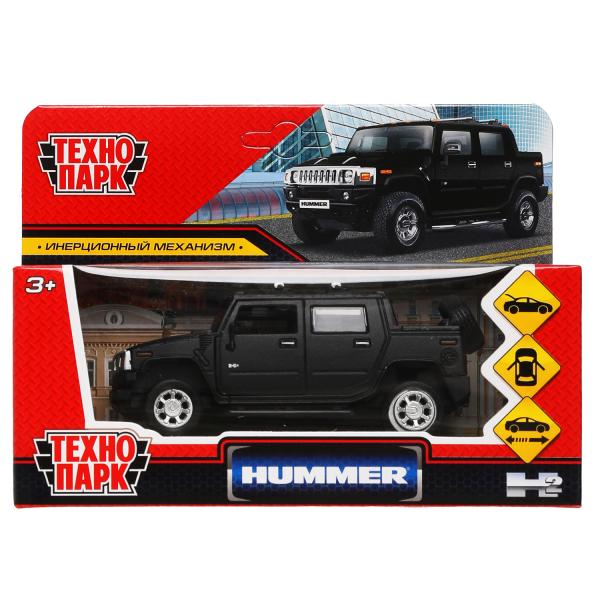 Machine en métal HUMMER H2 PICKUP МАТОВЫЙ 12 cm, double, bagage, noir, cor. Parc technologique dans le cor.2*36шт