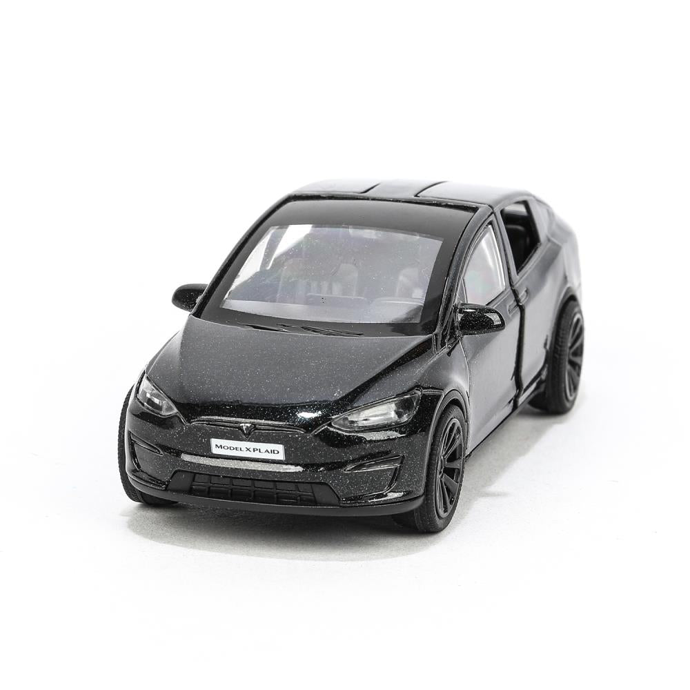 MODELX-12-BK Machine en métal tesla model x plaid 12 cm, double, noir, couleur. Parc technologique dans le cor.2*36шт
