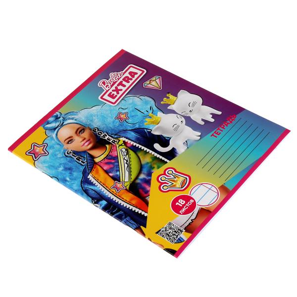 Тетрадь, БАРБИ 18 листов, линейка, диз 1,barbie extra Умка в кор.200шт
