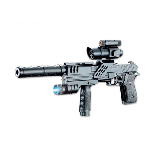 Пистолет (п) с оптич. и лазер. прицелом, с фонарем, глушителем, с пульками P2118-А1в кор. в кор.60шт