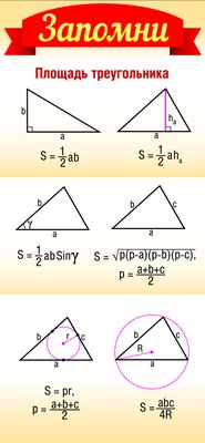 ШМ-8638 Карточка-шпаргалка. Запомни! Площадь треугольника (формат 61х131 мм)