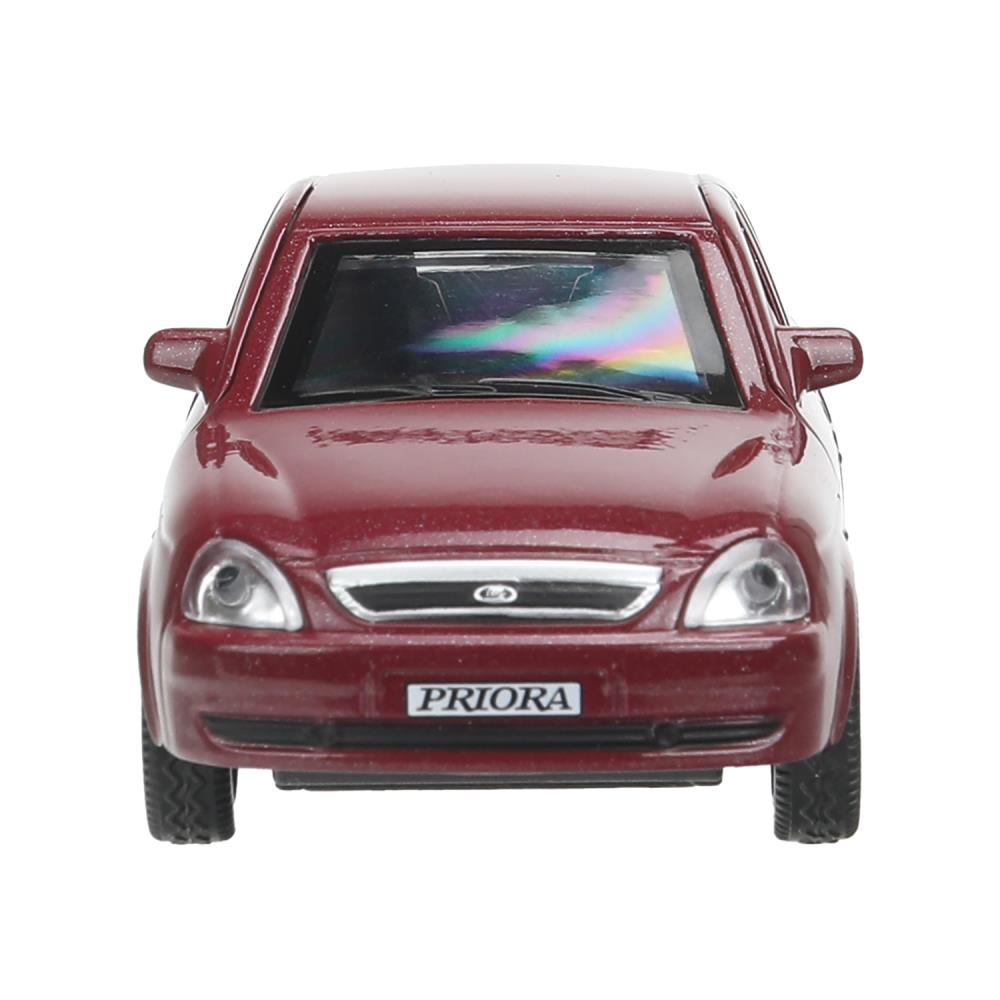 Машина металл LADA PRIORA 12 см, двери, инерц,бордовый перламутр,кор. Технопарк в кор.2*36шт