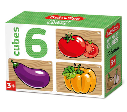 Кубики "Овощи" (без обклейки) 6 шт Baby Toys