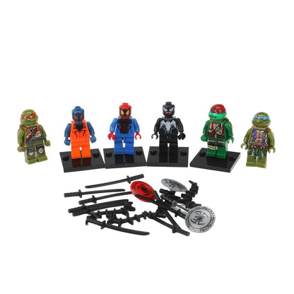 Figurines de construction en cuir + super héros -6 pièces Maîtres d'État en cor.2*96 pièces