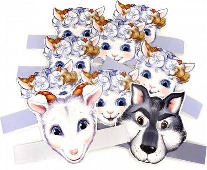 *КМА-012742 Комплект масок-ободков. Играем в сказку. Волк и семеро козлят (в индивидуальной упаковке, с европодвесом и клеевым клапаном)