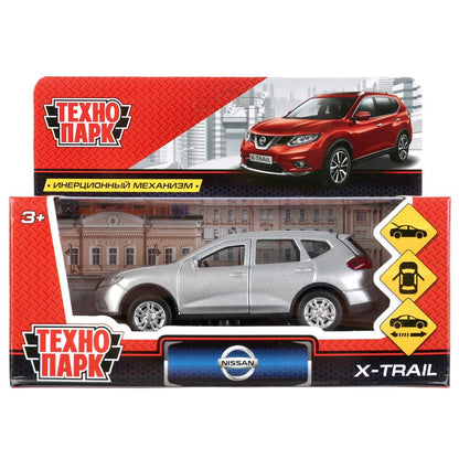 ТМ Технопарк. Machine en métal "NISSAN X-TRAIL" 12 cm, ouverte. двери, инерц, СЕРЕБР. dans le cor. dans le cor.2*36шт