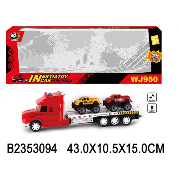 Трейлер инерц + два авто, свет+звук WJ950-702D в кор. в кор.2*24шт