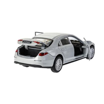 Машина металл MERCEDES-BENZ classe s v223 12см,дв,багаж,инер,серебристый,кор. Parc technologique dans le cor.2*36шт