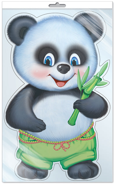 *Ф-11188 ПЛАКАТ ВЫРУБНОЙ А3 В ПАКЕТЕ. Панда - группа Животные (блестки, в индивидуальной упаковке, с европодвесом и клеевым клапаном)