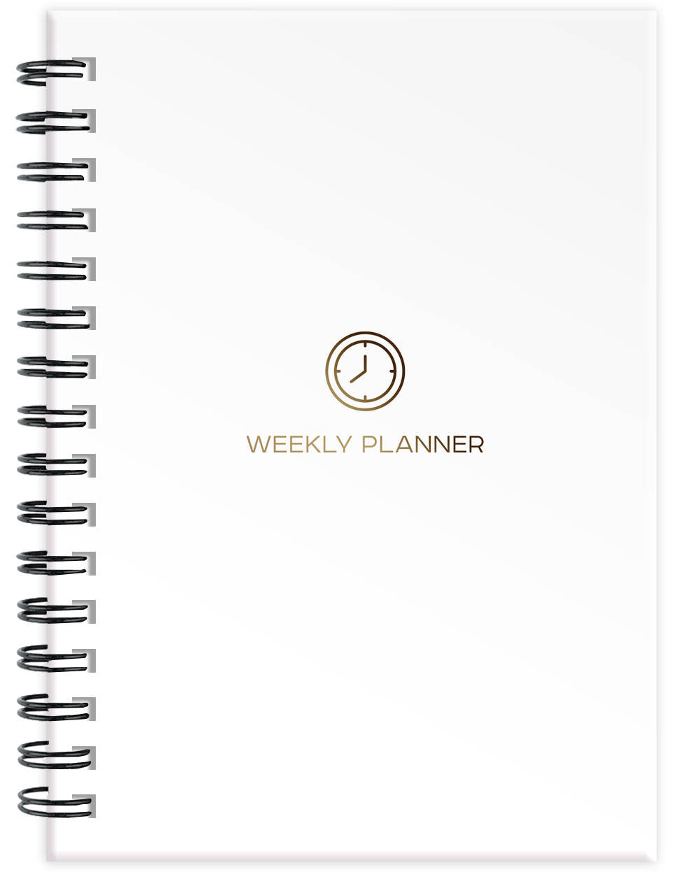 Блокнот-планер на пружине (белый). А5, твердый переплет, фольга, недатированный, 128 стр.