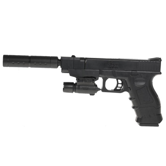 Пистолет (п) с лазер. прицелом, с глушителем, с пульками P2698 в пак. в кор.2*72шт