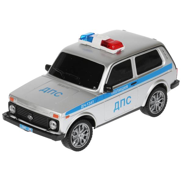 LADA4X4-18LPOL-GY 327204 Machine pour LADA ПОЛИЦИЯ 4x4 18 см, свет, сер, kor. Parc technologique à Cor.24шт