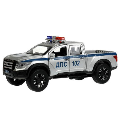 Machine en métal de couleur noire NISSAN TITAN ПОЛИЦИЯ 12,5 cm, double, sac, argent, cor. Parc technologique dans le cor.2*36шт