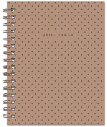Bullet Journal (Кофейный) 162x210мм, твердая обложка, пружина, блокнот в точку, 120 стр.