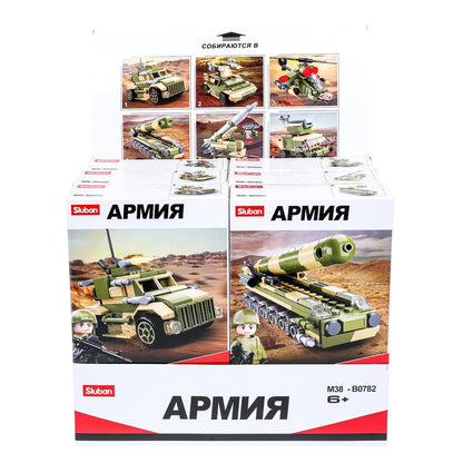 Constructeur en plastique. машина ВОЕННАЯ в дисплее (русс. уп.) уп-6шт в кор.12уп