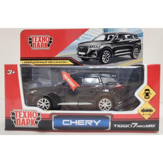 Машина металл chery tiggo 7 pro max 12см, св-зв, дв, кап, баг,инер,черн,кор. Технопарк в кор.2*36шт