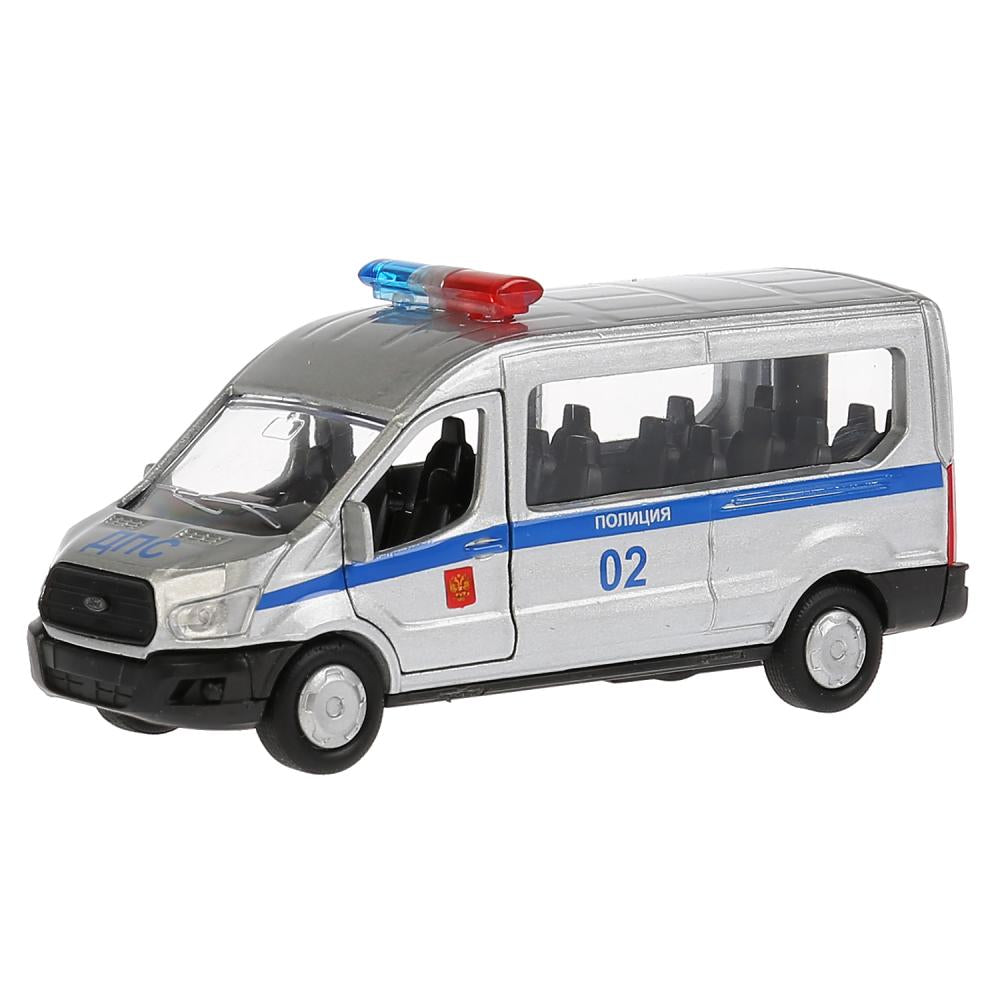 Машина металл FORD Transit полиция 12см, открыв. двери, инерц. в кор. Технопарк в кор.2*24шт