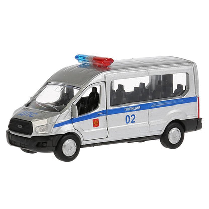 Машина металл FORD Transit полиция 12см, открыв. двери, инерц. в кор. Технопарк в кор.2*24шт