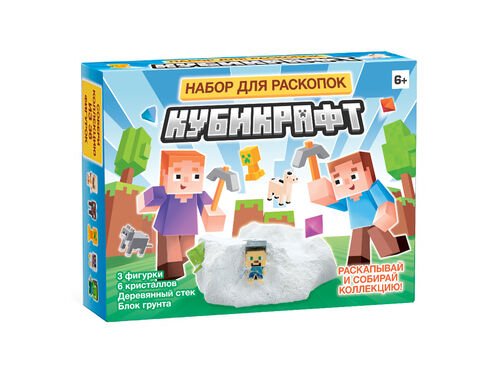 Raskopki "Кубикрафт" (3 figurines, 6 cristaux)