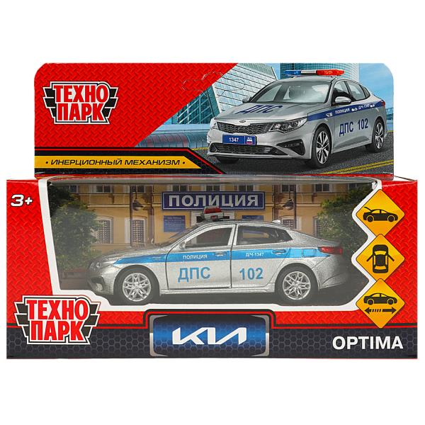 Machine en métal KIA OPTIMA ПОЛИЦИЯ 12 см, двер, баг, инерц, серебристый, кор. Parc technologique dans le cor.2*36шт