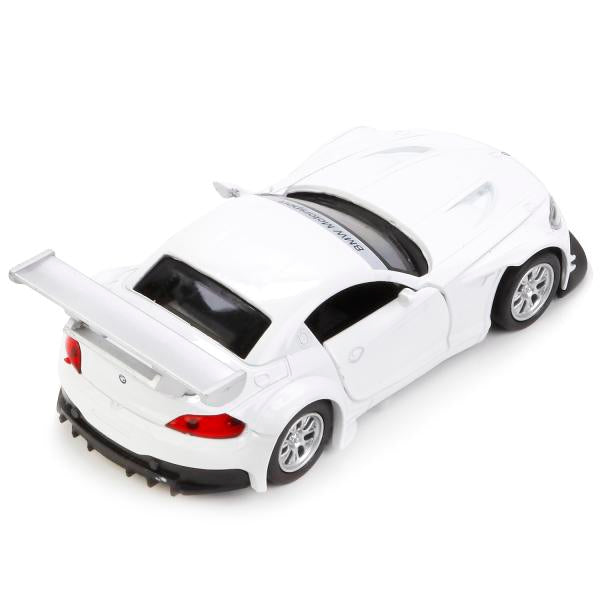 МАШИНА "ТЕХНОПАРК" МЕТАЛЛ. ИНЕРЦ. BMW Z-4 GT3, 1:38, ОТКРЫВ. ДВЕРИ В РУСС. КОР. в кор.2*36шт