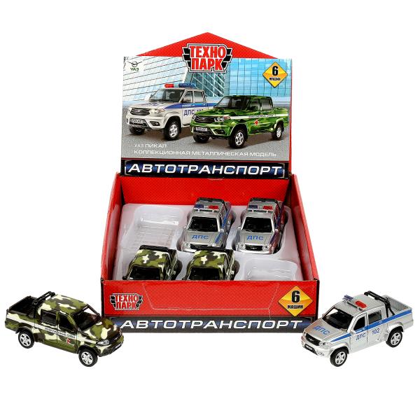 Technoparc. Machine "УАЗ Пикап. Полиция/Война" 12 cm, métal. дв, баг. инерц. art.PICKUP-12DB6-MIP