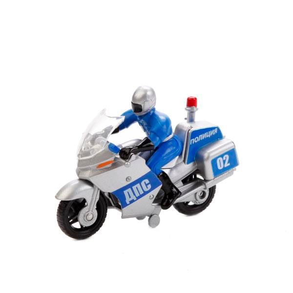 SB-16-48B-P+M-WB Модель металл МОТОЦИКЛ с фигуркой полиция/вс, 10 см, кор. Технопарк в кор.2*48шт