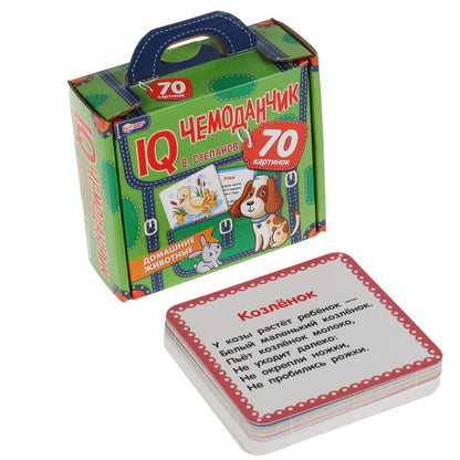 Домашние животные. QI чемоданчик. 35 cartes dans une voiture. Умные игры в кор.20шт