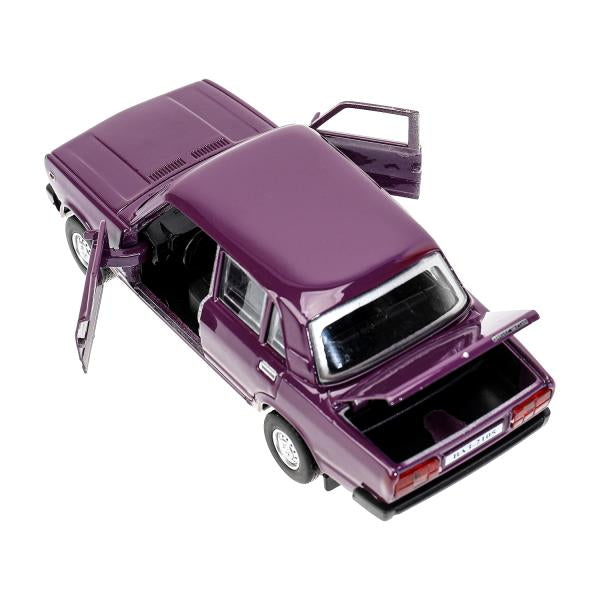 Машина металл LADA ваз-2105 1997 12 cm, двери, багаж, инерц.баклажан, кор. Технопарк в кор.2*36шт