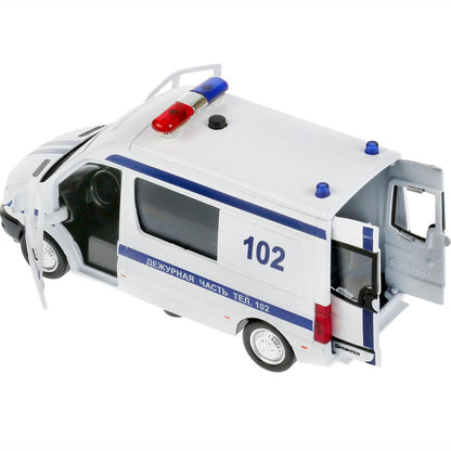 Machine à laver le matériel MERCEDES-BENZ SPRINTER ПОЛИЦИЯ, 14 cm, noir, double, dans, parc technologique dans la couleur 2*32 pouces