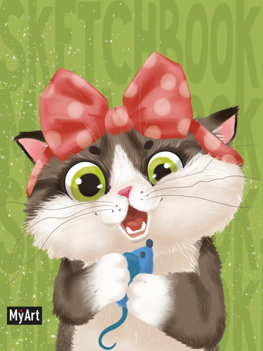 MyArt. MeowBook СКЕТЧБУК. Котик с бантиком
