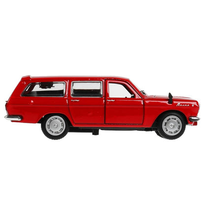 Машина металл ГАЗ -2402 "волга" дл 12 см, откр дв, багаж, инерц, крас., кор. Технопарк в кор.2*36шт